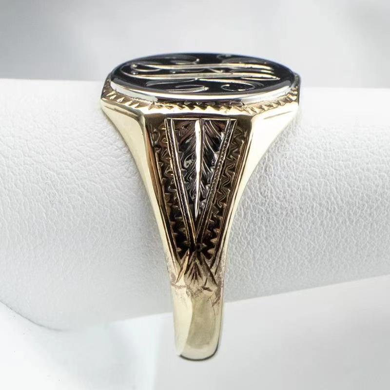 Fashionable Vintage Carved Letter Womens Ring