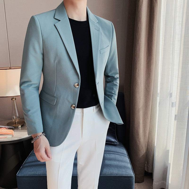 Mens Simple Sophisticated Casual Single-Breasted Two-Button Suit