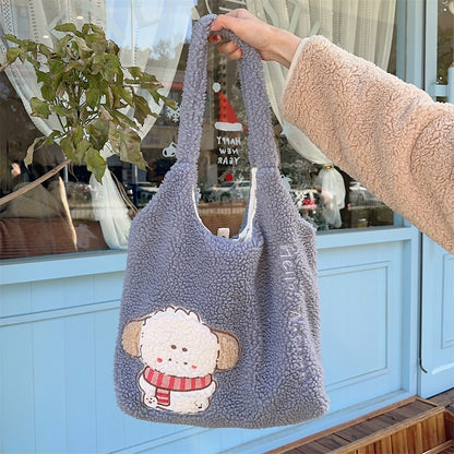 Korean-style Plush Shoulder Bag For Women Autumnwinter