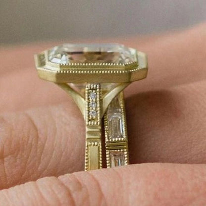 Golden Zircon Ring Set For Fashionable Women In Europe And The US