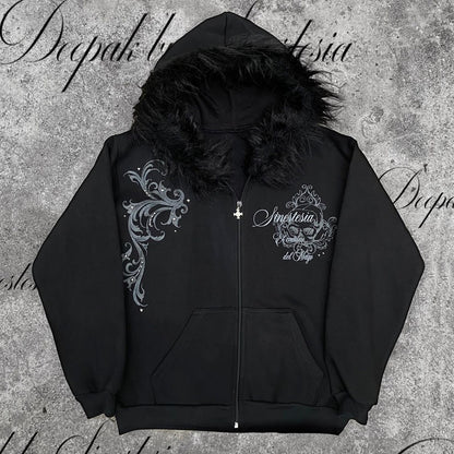 Short Gothic Punk Top With A Print