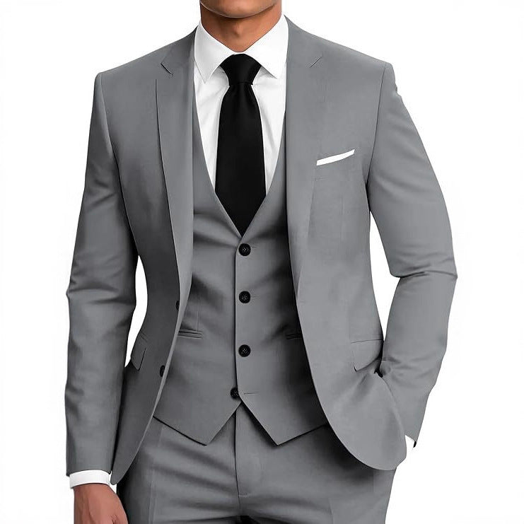 Mens Business Two-Button Suit Three-Piece Set