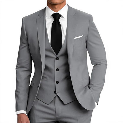 Mens Business Two-Button Suit Three-Piece Set