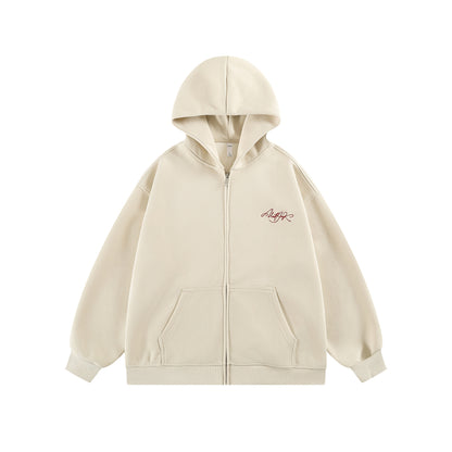 Retro Simple Casual Loose Hooded Sweatshirt Cardigan