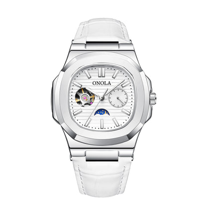 High-Quality Mechanical Watch Sun Moon And Stars Design Waterproof Leather Strap
