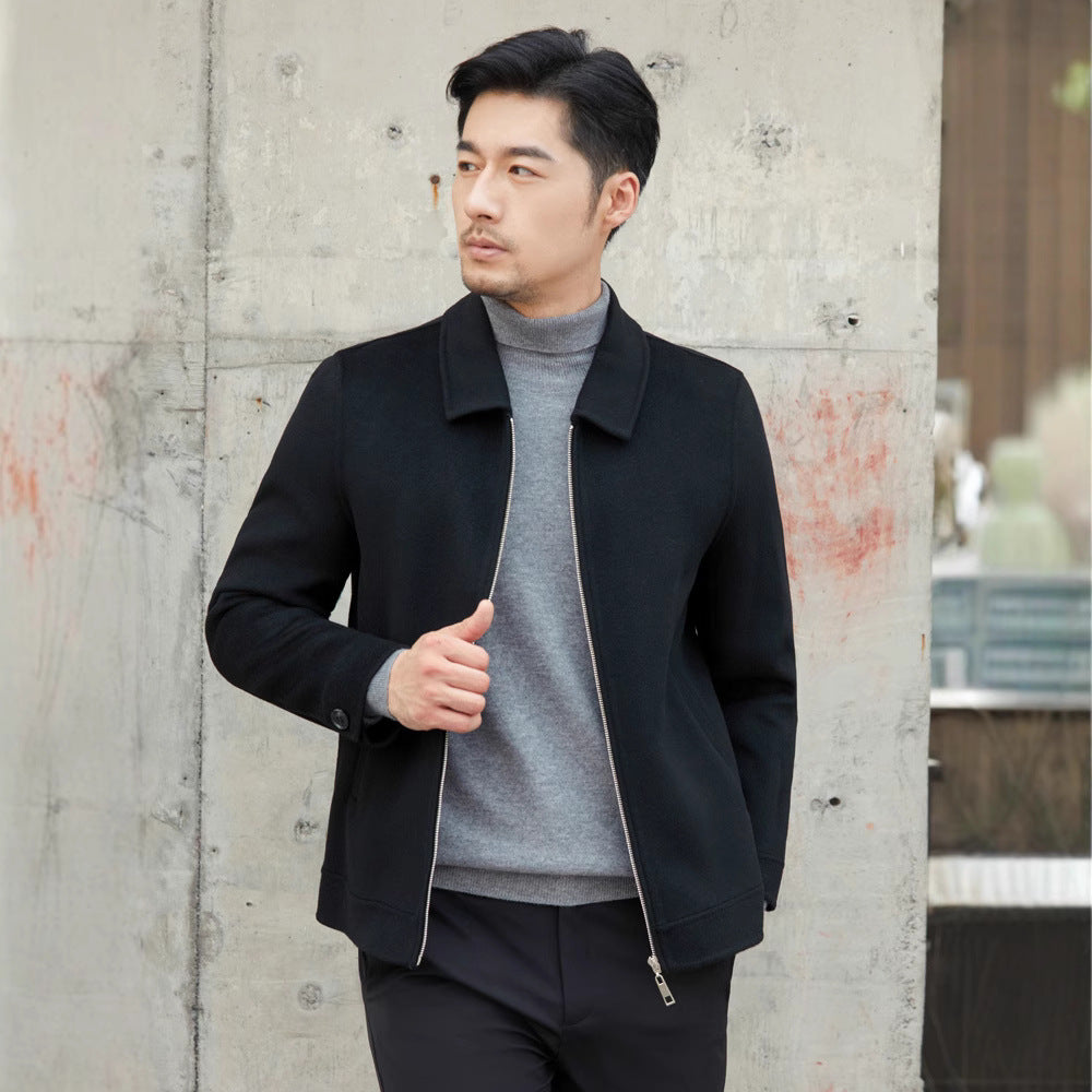 Wool Mid-Aged Business Short Lapel Wool Jacket