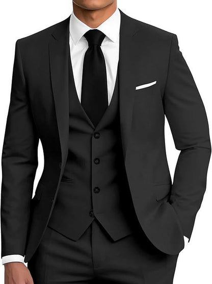Mens Business Two-Button Suit Three-Piece Set