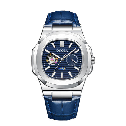 High-Quality Mechanical Watch Sun Moon And Stars Design Waterproof Leather Strap