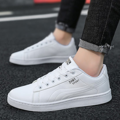 Mens Minimalist Casual White Shoes With A Flat Heel