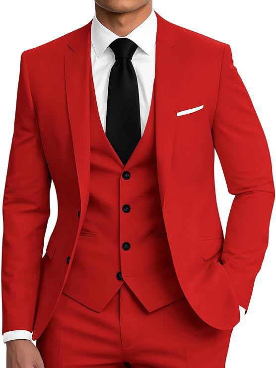 Mens Business Two-Button Suit Three-Piece Set