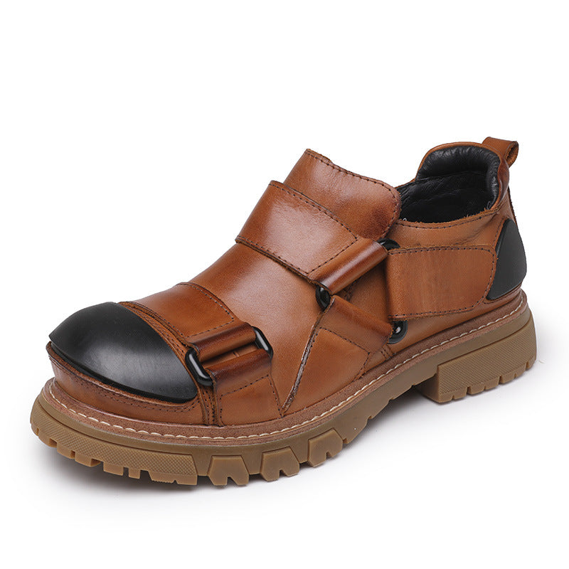 Work Boots Made From Full-grain Cowhide With A Round Toe And Low-cut Design