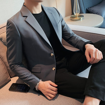 Mens Simple Sophisticated Casual Single-Breasted Two-Button Suit