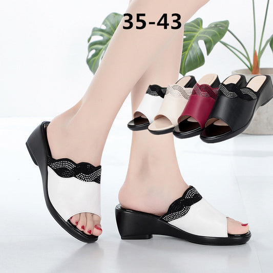 Women's Sandals High Heel Waterproof Platform Thick Sole Casual Shoes Plus Size 43