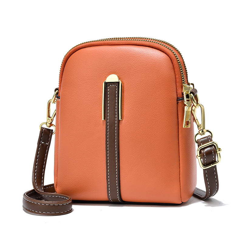 Vertical Soft Leather Shoulder Crossbody Bag Coin Purse