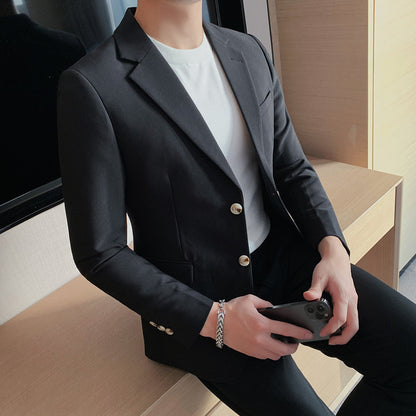 Mens Simple Sophisticated Casual Single-Breasted Two-Button Suit