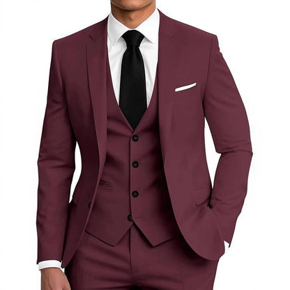 Mens Business Two-Button Suit Three-Piece Set
