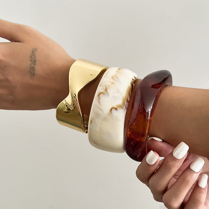 Fashionable Metal Crossed Glossy Spring Bracelet