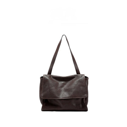Retro Easy Matching Commuter Large Capacity Top Layer Vegetable Tanning Cattle Leather Bag