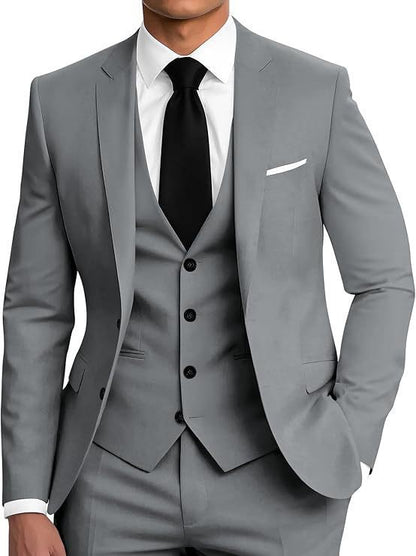 Mens Business Two-Button Suit Three-Piece Set