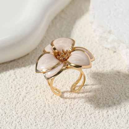 Fashionable Floral Oil-drip Womens Ring In Multiple Colors Adjustable