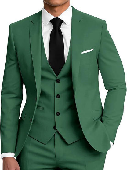 Mens Business Two-Button Suit Three-Piece Set
