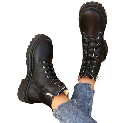 Versatile Motorcycle-style Ankle Boots With A Thick Sole