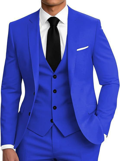 Mens Business Two-Button Suit Three-Piece Set