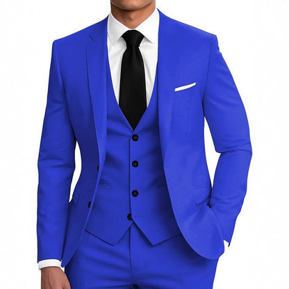 Mens Business Two-Button Suit Three-Piece Set