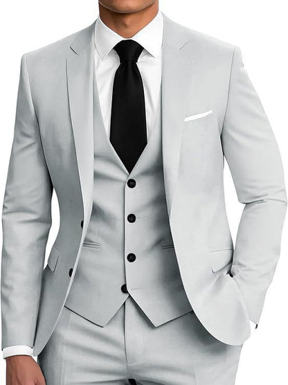 Mens Business Two-Button Suit Three-Piece Set